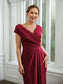 Kathy Sheath/Column Jersey Ruched V-neck Short Sleeves Floor-Length Mother of the Bride Dresses DKP0020252