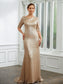 Mabel Sheath/Column Sequins Ruched 1/2 Sleeves Sweep/Brush Train Mother of the Bride Dresses DKP0020248