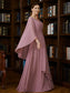 Mylie A-Line/Princess Chiffon Ruched V-neck 3/4 Sleeves Floor-Length Mother of the Bride Dresses DKP0020251