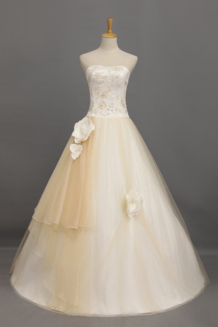 Ball Gown Quinceanera Dresses Sweetheart Floor Length With Handmade Flower And Embroidery