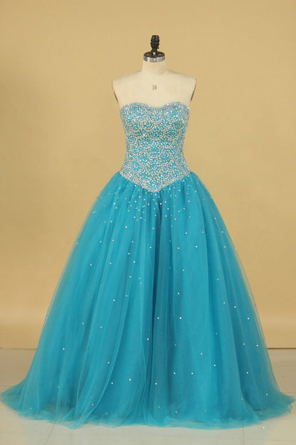 2024 Ball Gown Sweetheart Beaded Bodice Quinceanera Dresses Tulle Floor Length