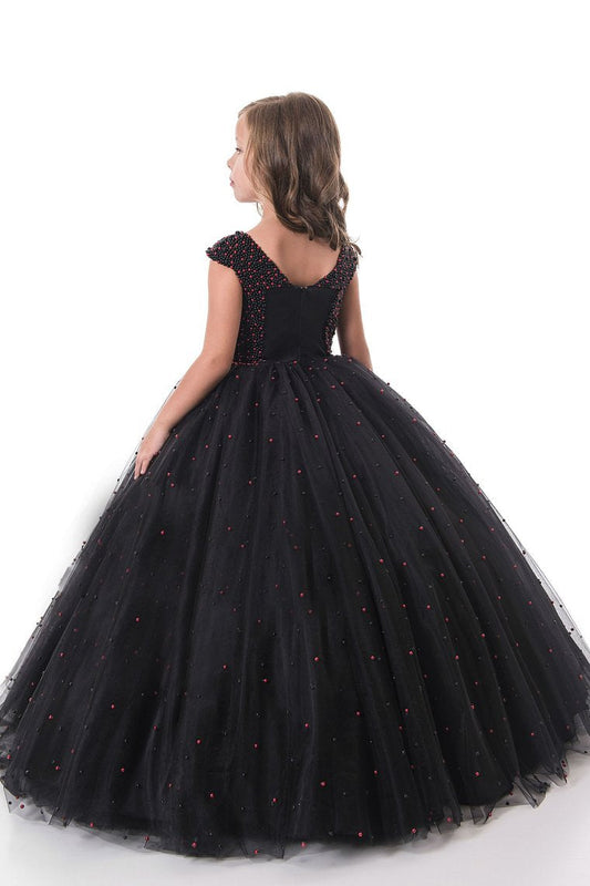 2024 Scoop Tulle With Beading Ball Gown Floor Length Flower Girl Dresses