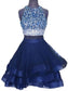 Jewel Sleeveless Rhinestone Organza Ruffles A Line Brynlee Two Pieces Homecoming Dresses Backless