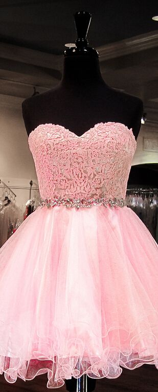 Strapless Sweetheart Appliques Organza A Line Homecoming Dresses Melanie Pink Pleated Backless