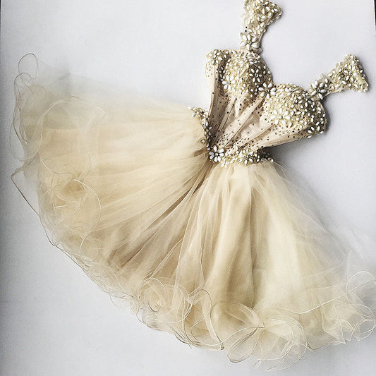 Sweetheart Organza Ivory Homecoming Dresses A Line Eleanor Pleated Beading Backless Sleeveless