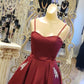 Sweetheart Detachable Spaghetti Straps Homecoming Dresses Melody Lace Satin A Line Backless Up
