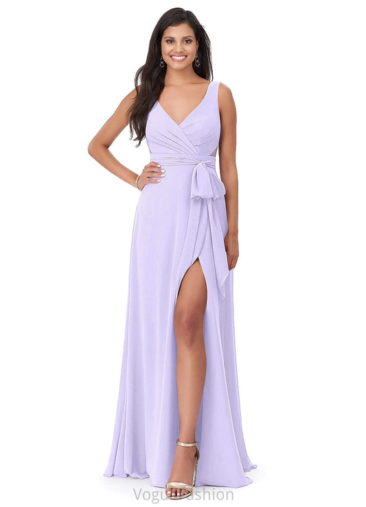 Amber A-Line/Princess Natural Waist Floor Length Off The Shoulder Sleeveless Bridesmaid Dresses