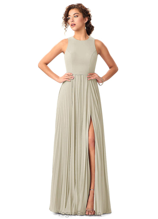 Jazlyn A-Line/Princess Floor Length Natural Waist Spaghetti Staps Sleeveless Bridesmaid Dresses