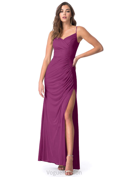 Amya Natural Waist A-Line/Princess Floor Length Spaghetti Staps Sleeveless Bridesmaid Dresses