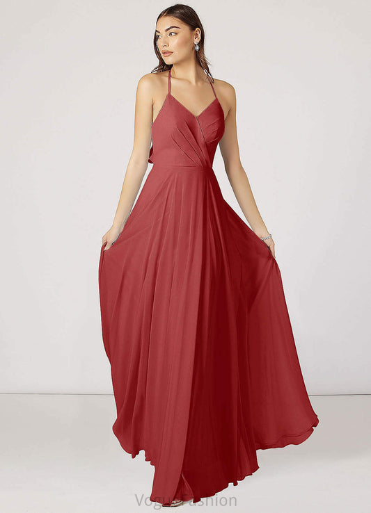 Deborah A-Line/Princess Straps Floor Length Sleeveless Natural Waist Bridesmaid Dresses