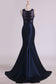 2024 Satin Scoop With Applique And Beads Prom Dresses Mermaid Sweep Train