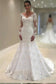 Charming Long Sleeves Memriad Ivory Lace Long Wedding Dresses Bridal Gowns