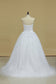 2024 New Arrival Strapless With Applique And Sash Tulle Court Train Wedding Dresses