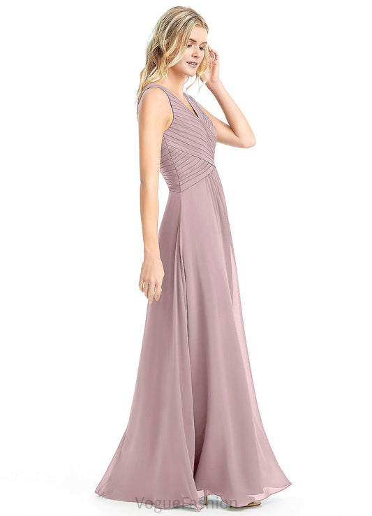 Yoselin Natural Waist V-Neck A-Line/Princess Sleeveless Floor Length Bridesmaid Dresses