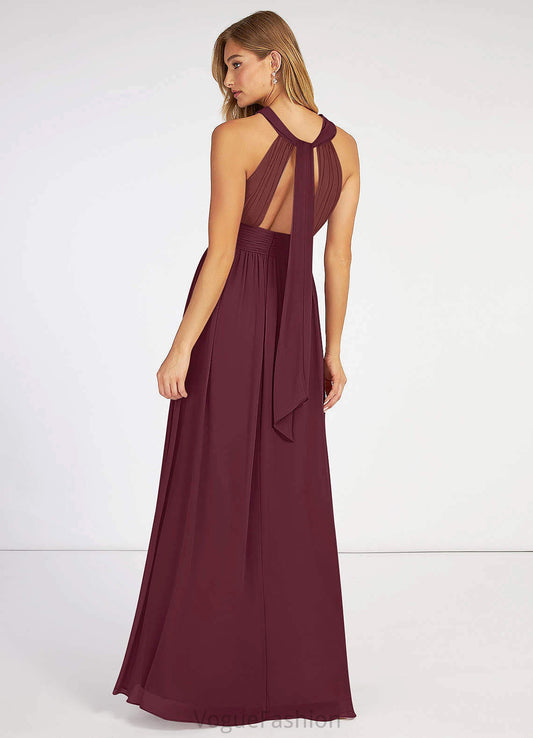 Helena Natural Waist V-Neck Short Sleeves Floor Length A-Line/Princess Bridesmaid Dresses