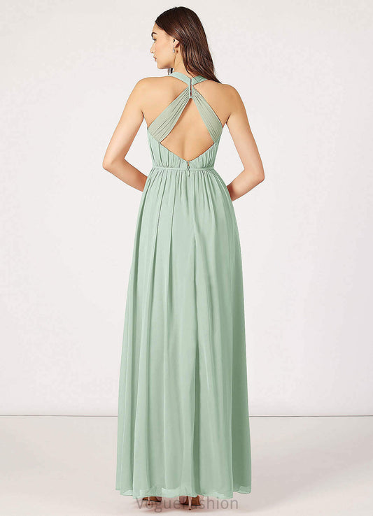 Whitney Scoop A-Line/Princess Natural Waist Sleeveless Floor Length Bridesmaid Dresses