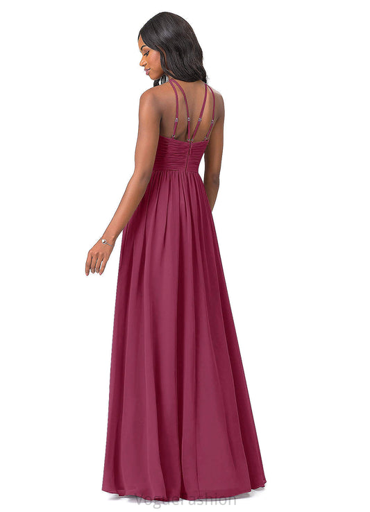 Savanah Natural Waist A-Line/Princess Floor Length Spaghetti Staps Sleeveless Bridesmaid Dresses