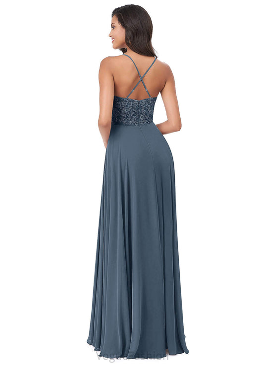 Aubree Cap Sleeves Floor Length Natural Waist A-Line/Princess Scoop Bridesmaid Dresses