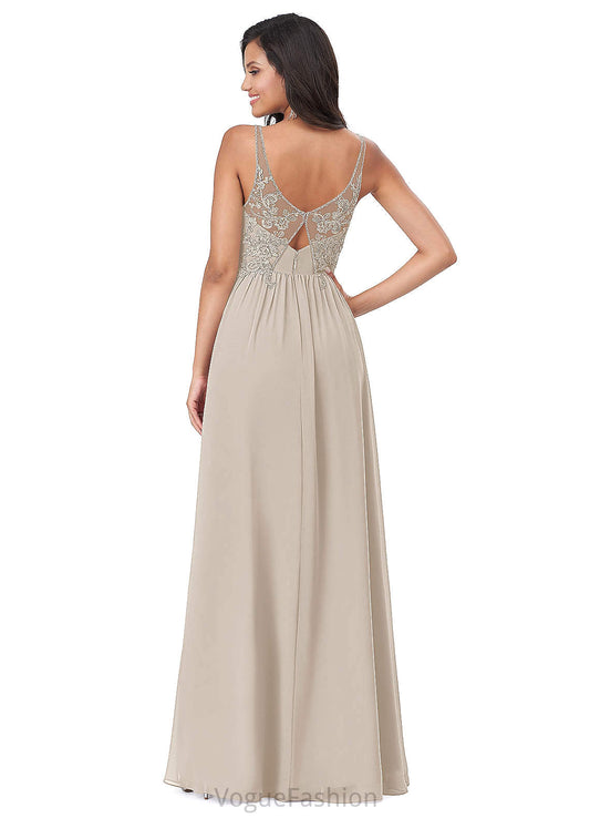 Margaret Natural Waist A-Line/Princess Floor Length Spaghetti Staps Sleeveless Bridesmaid Dresses