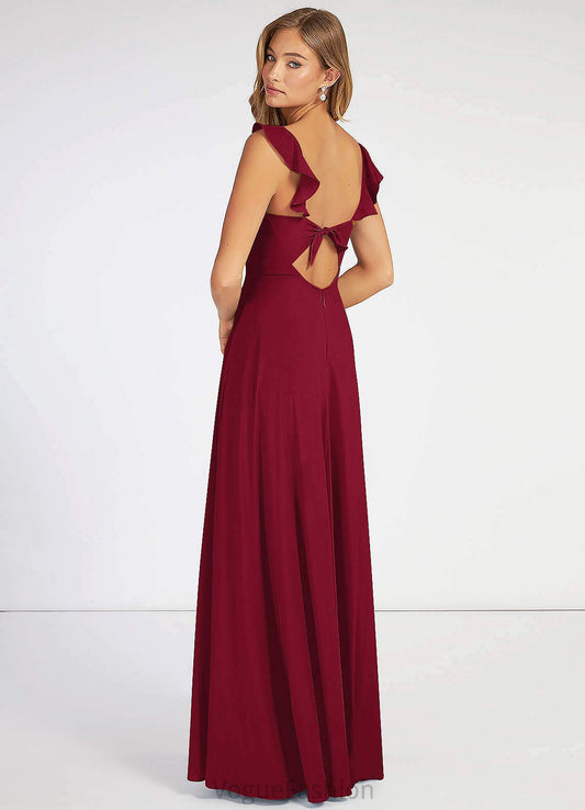 Mckenna Natural Waist Sleeveless A-Line/Princess Floor Length Spaghetti Staps Bridesmaid Dresses