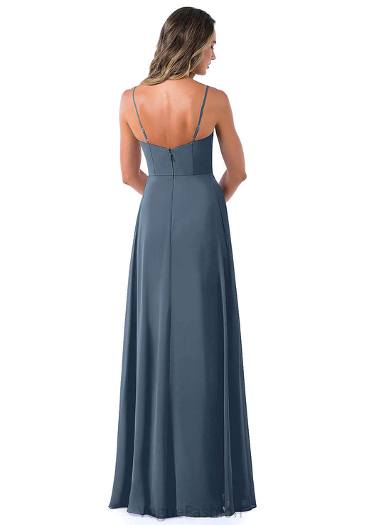 Arabella Spaghetti Staps A-Line/Princess Natural Waist Sleeveless Floor Length Bridesmaid Dresses