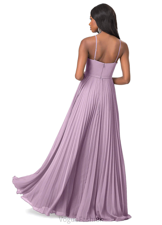 Lilah Floor Length Sleeveless Natural Waist V-Neck Trumpet/Mermaid Bridesmaid Dresses