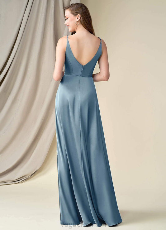 Edith Spaghetti Staps A-Line/Princess Natural Waist Floor Length Sleeveless Bridesmaid Dresses