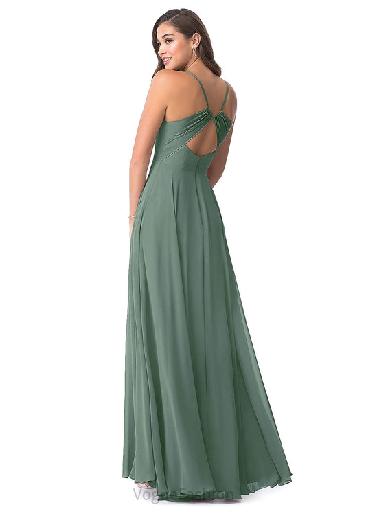 Luz V-Neck Floor Length Cap Sleeves Natural Waist Bridesmaid Dresses