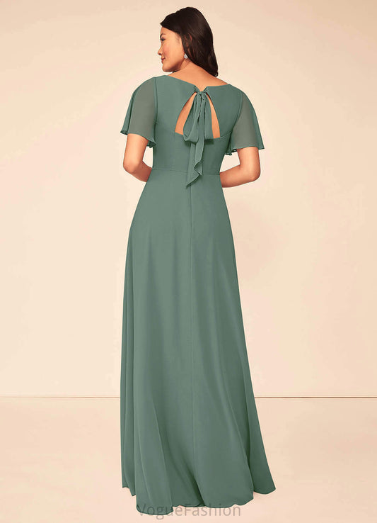 Lia Sleeveless Natural Waist A-Line/Princess Spaghetti Staps Floor Length Bridesmaid Dresses