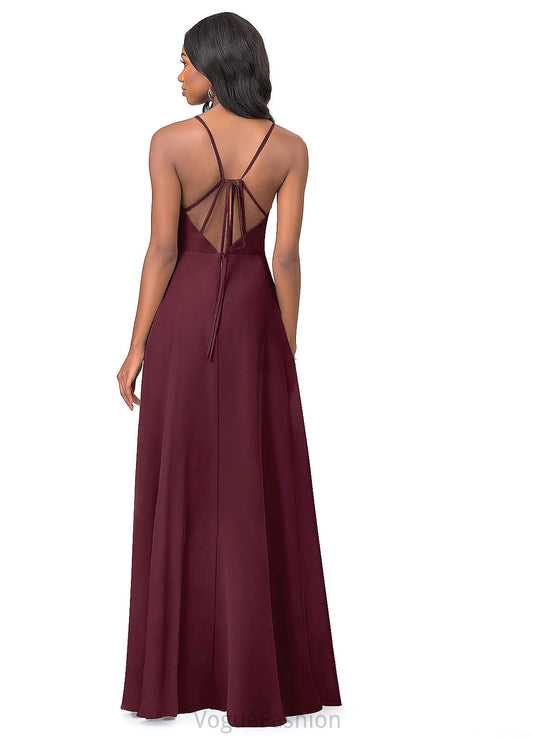 Setlla Floor Length Sleeveless Natural Waist Spaghetti Staps A-Line/Princess Off The Shoulder Bridesmaid Dresses