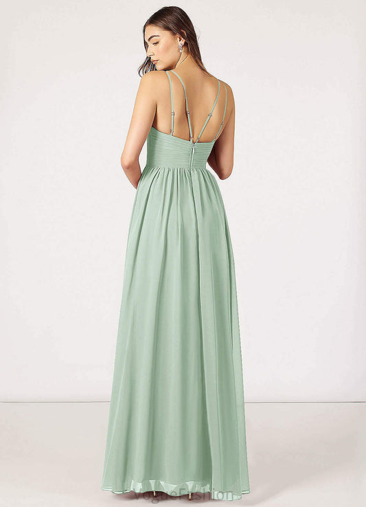 Raina One Shoulder Trumpet/Mermaid Sleeveless Natural Waist Floor Length Bridesmaid Dresses