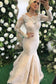 Long Sleeves Scoop Mother Of The Bride Dresses Mermaid Lace With Applique