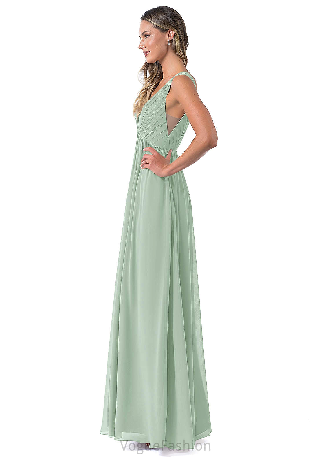Katelyn Empire Waist Floor Length V-Neck A-Line/Princess Sleeveless Bridesmaid Dresses