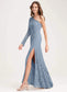 Meredith Sleeveless V-Neck Sheath/Column Lace Floor Length Natural Waist Bridesmaid Dresses