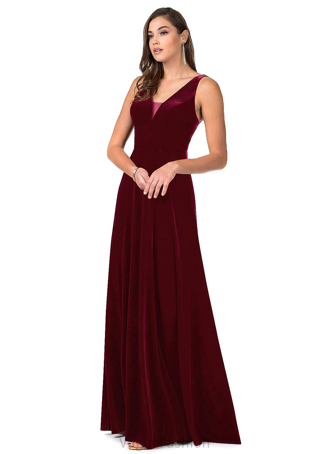 Haley Spaghetti Staps Natural Waist Trumpet/Mermaid Floor Length Sleeveless Bridesmaid Dresses
