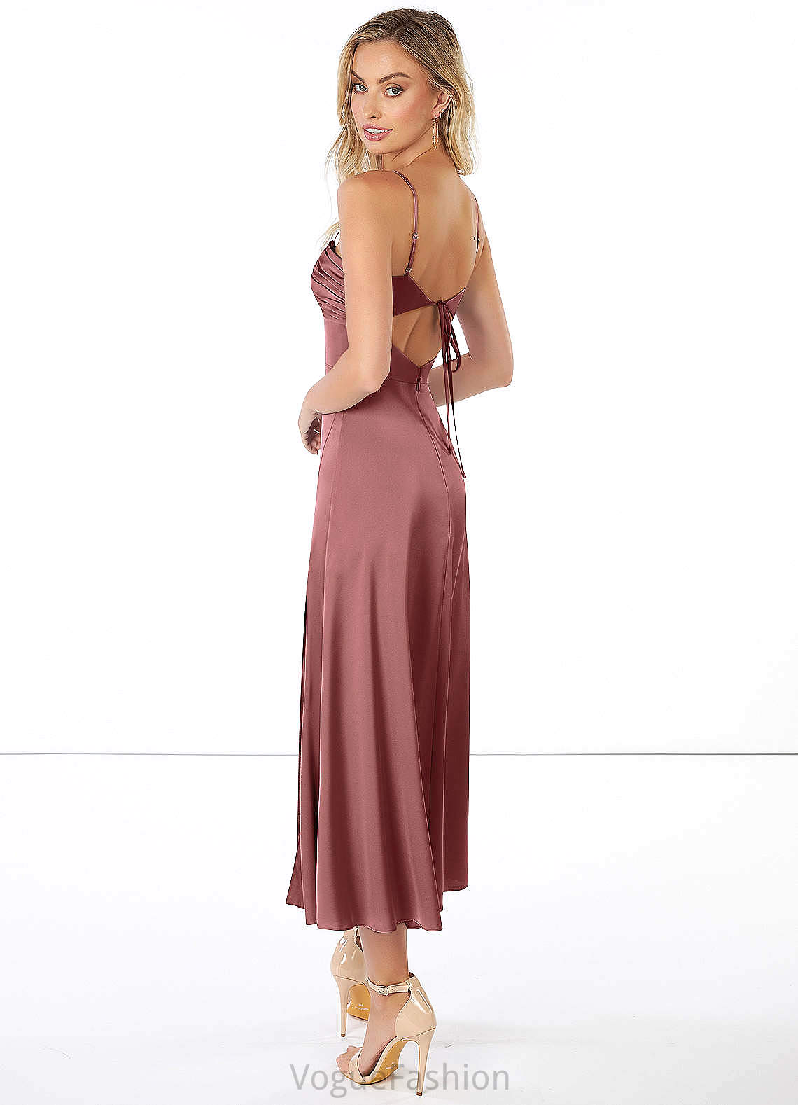 Alexa A-Line/Princess Spaghetti Staps Natural Waist Floor Length Sleeveless Bridesmaid Dresses