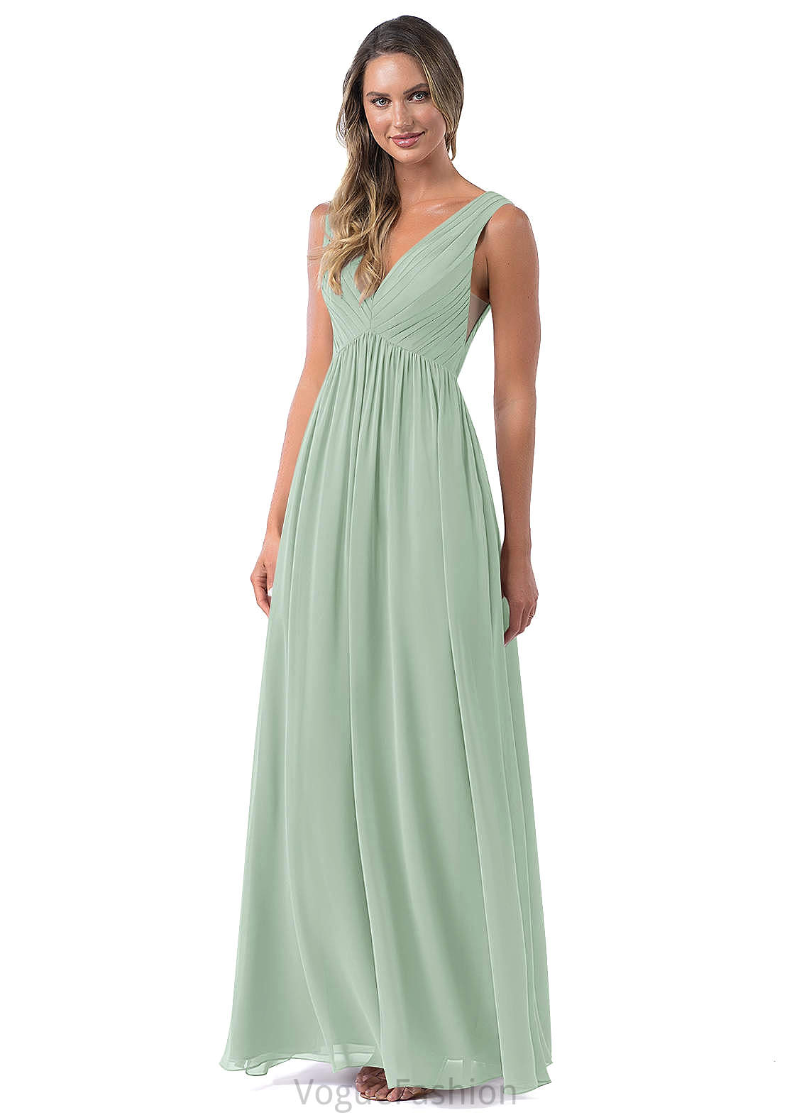 Katelyn Empire Waist Floor Length V-Neck A-Line/Princess Sleeveless Bridesmaid Dresses
