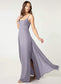 Jean Halter Natural Waist Floor Length Sleeveless A-Line/Princess Bridesmaid Dresses