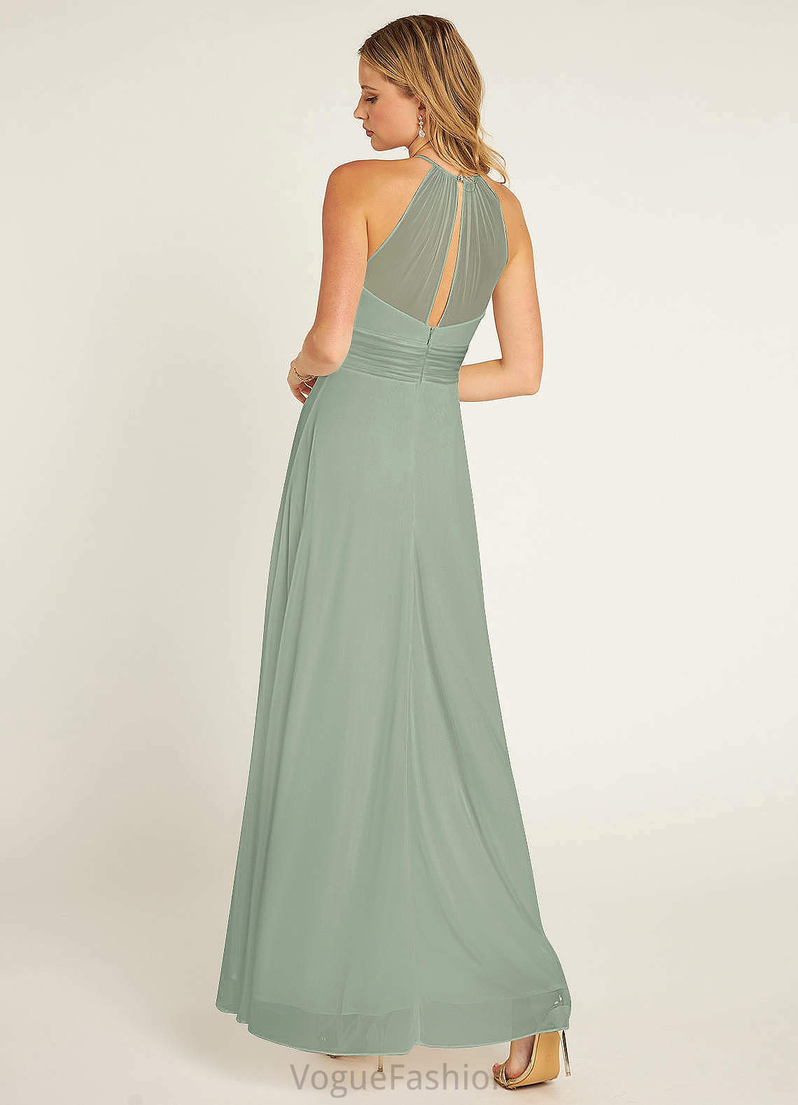 Tiffany A-Line/Princess Natural Waist Sleeveless Spaghetti Staps Floor Length Bridesmaid Dresses