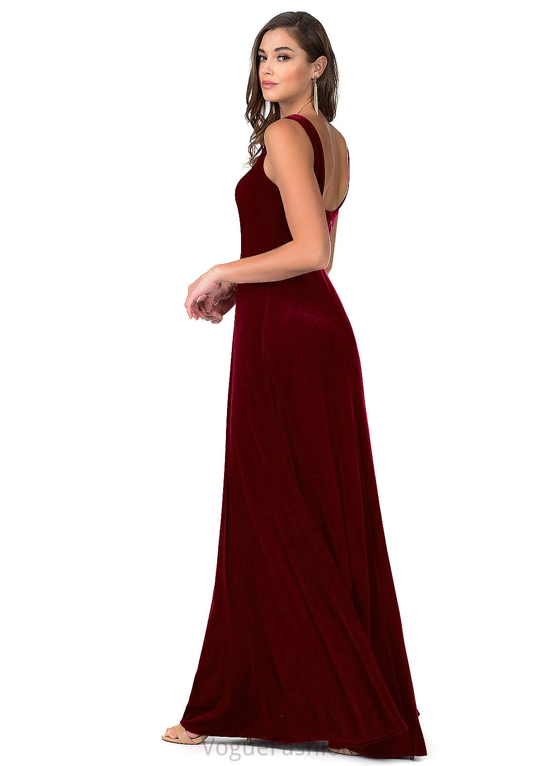 Haley Spaghetti Staps Natural Waist Trumpet/Mermaid Floor Length Sleeveless Bridesmaid Dresses