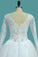 Bateau Long Sleeves A Line Tulle Wedding Dresses With Applique Court Train