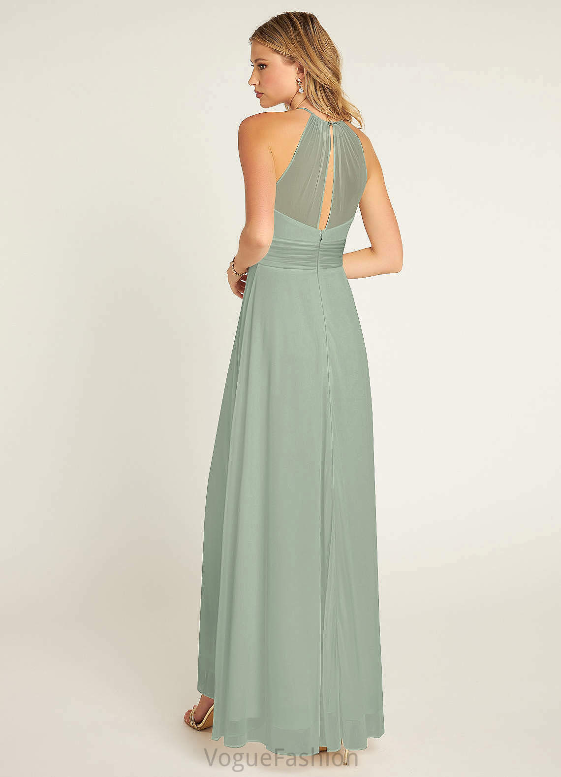 Tiffany A-Line/Princess Natural Waist Sleeveless Spaghetti Staps Floor Length Bridesmaid Dresses