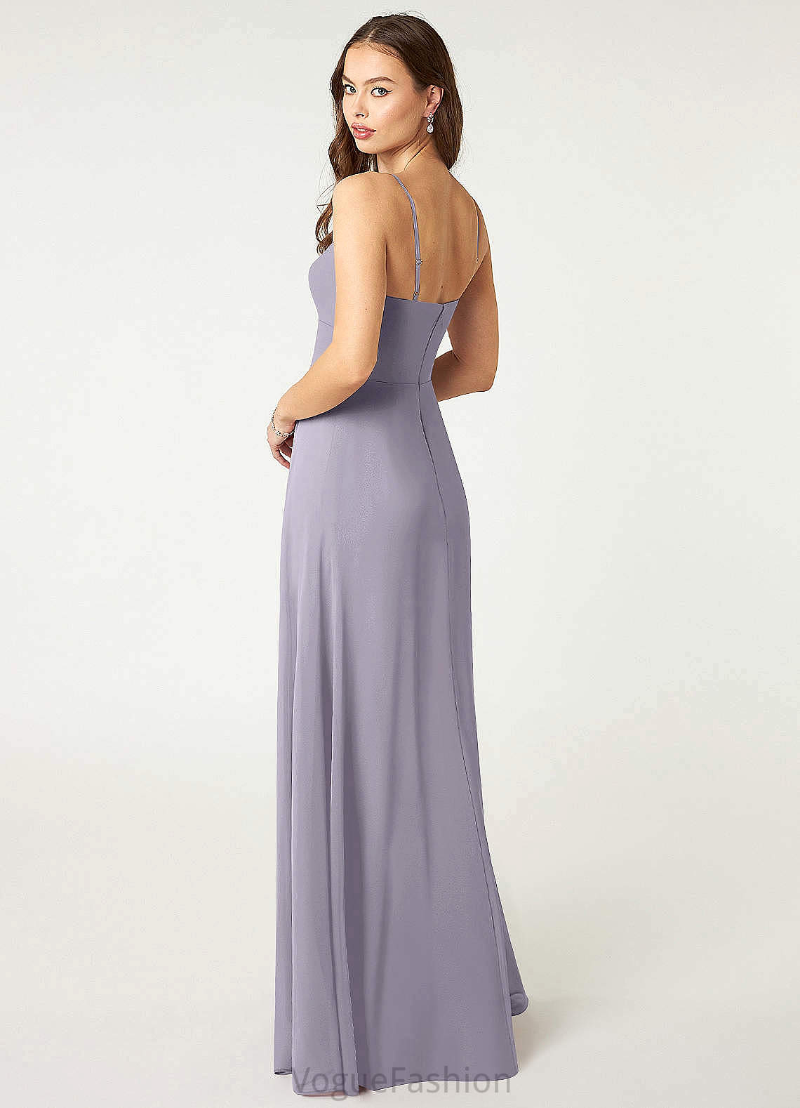 Jean Halter Natural Waist Floor Length Sleeveless A-Line/Princess Bridesmaid Dresses