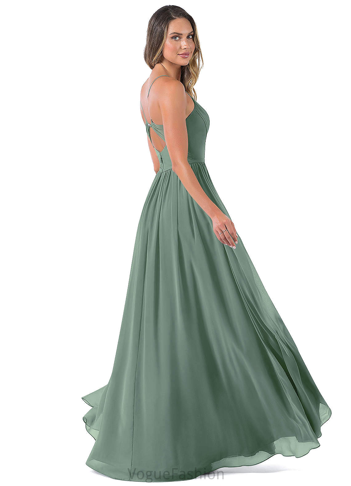 Liz Natural Waist Spaghetti Staps Floor Length Sleeveless A-Line/Princess Bridesmaid Dresses