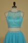Two Pieces A Line Short/Mini Homecoming Dresses Scoop Tulle With Beading