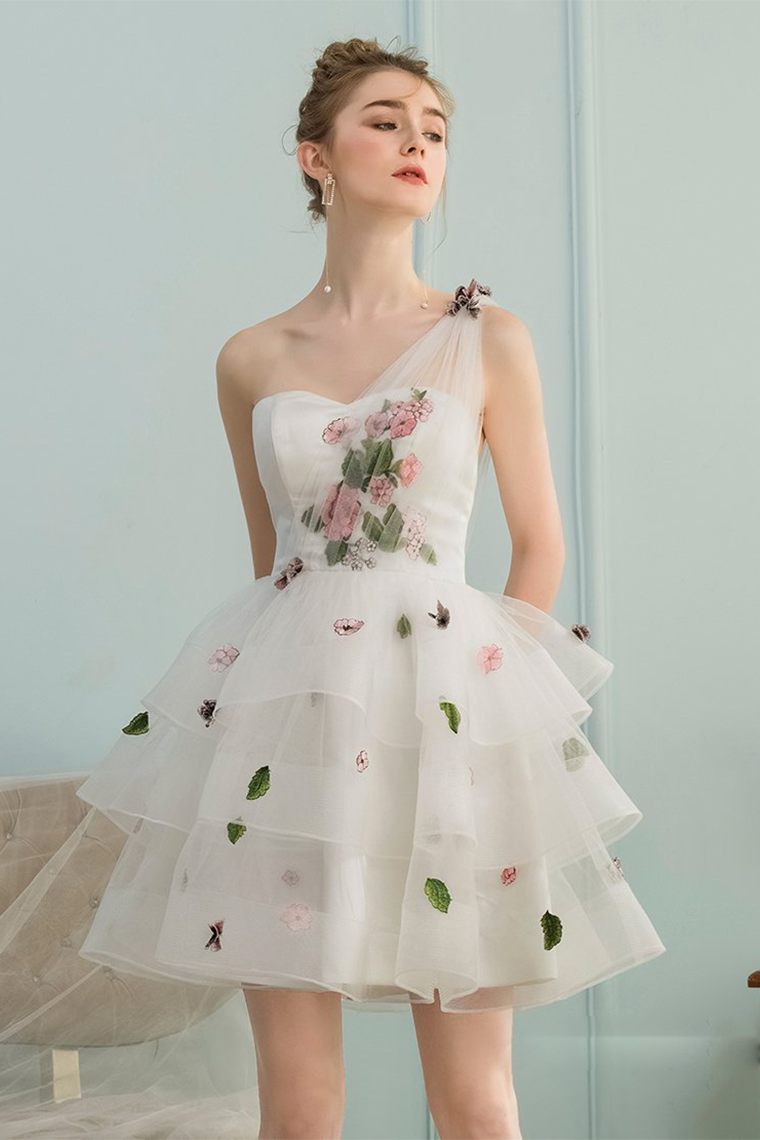 Homecoming Dresses A-Line/Princess Halter Sleeveless Short/Mini Ruffles Ryleigh Chiffon Bridesmaid Dresses