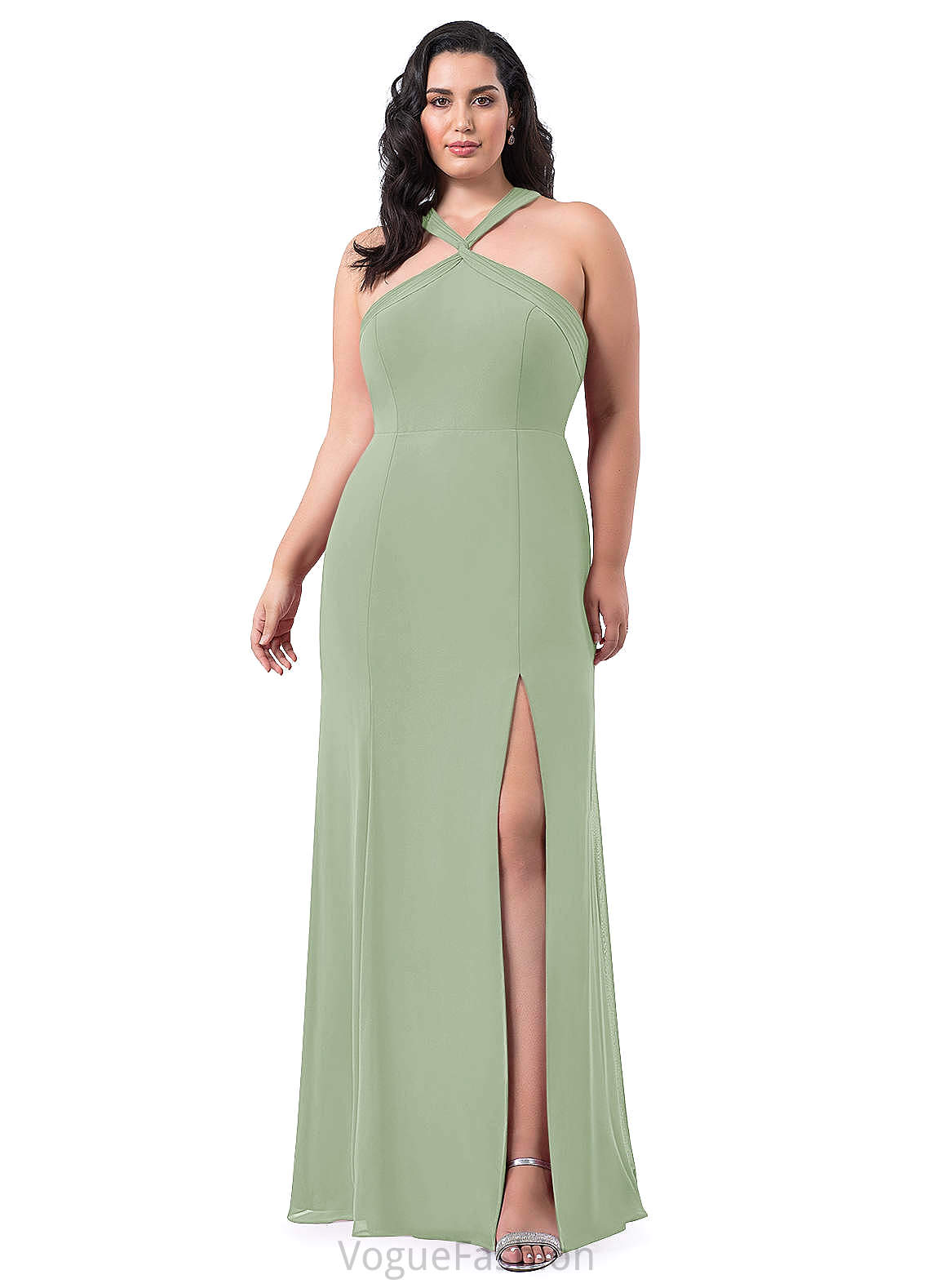 Krystal Floor Length Sleeveless Spaghetti Staps Natural Waist A-Line/Princess Bridesmaid Dresses