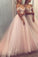 A Line Off The Shoulder Tulle Prom Dresses With Beading And Ruffles
