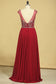 2024 Burgundy Prom Dresses A-Line Scoop Floor-Length Chiffon Beaded Bodice