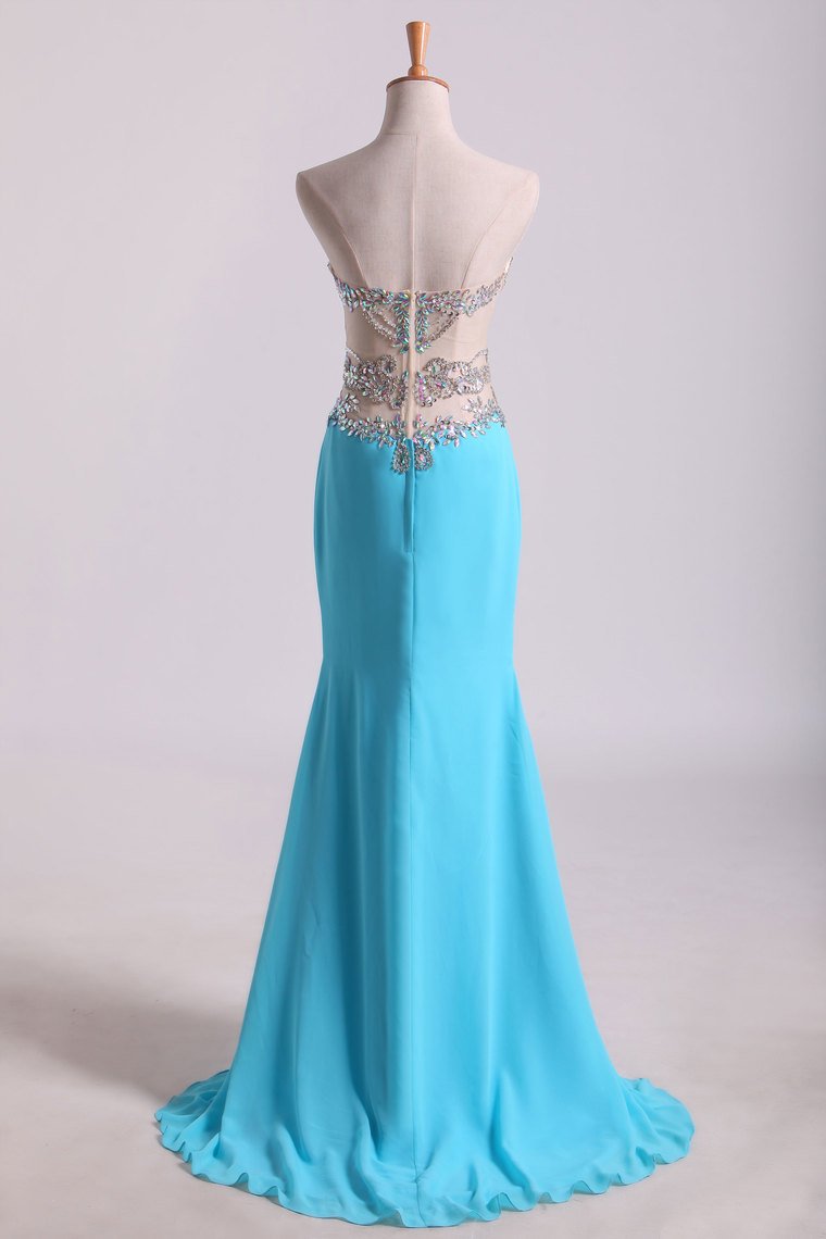 Sweetheart Prom Dresses A Line Chiffon With Beading